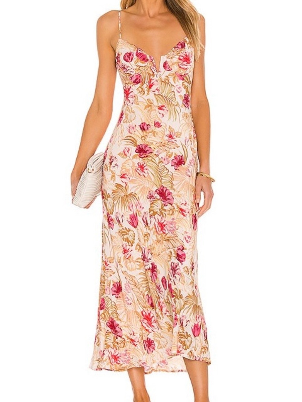 ASTR The Label Coralie Dress in Rose Olive Tropical